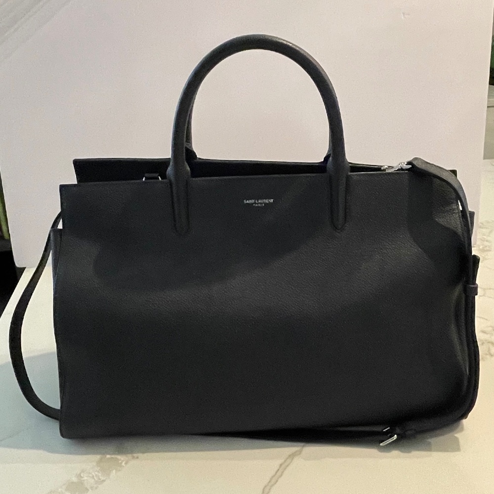 Saint Laurent Medium Cabas Rive Gauche Tote Navy